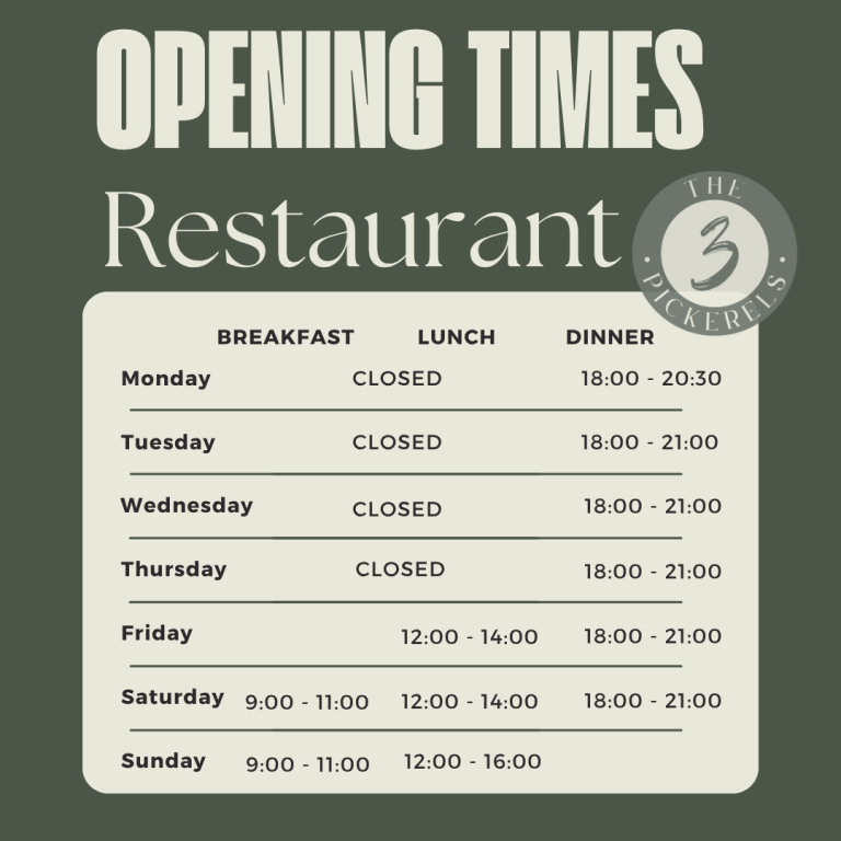 Restaurant opening times Aug 26